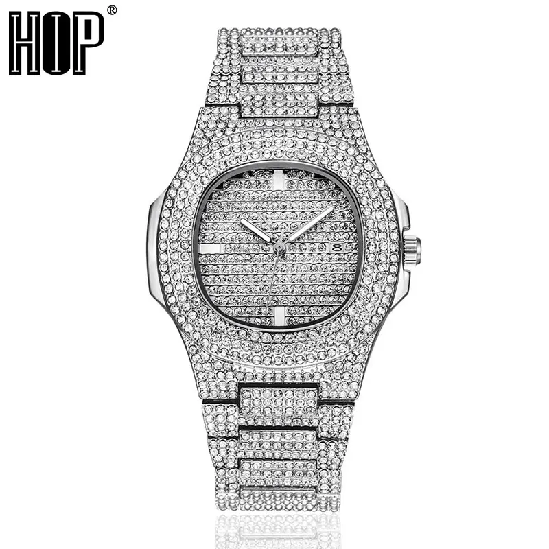 Hip Hop Men Iced Out Watches Luxury Date Quartz Wrist Watches With Micropave CZ Watch For Women Men Jewelry