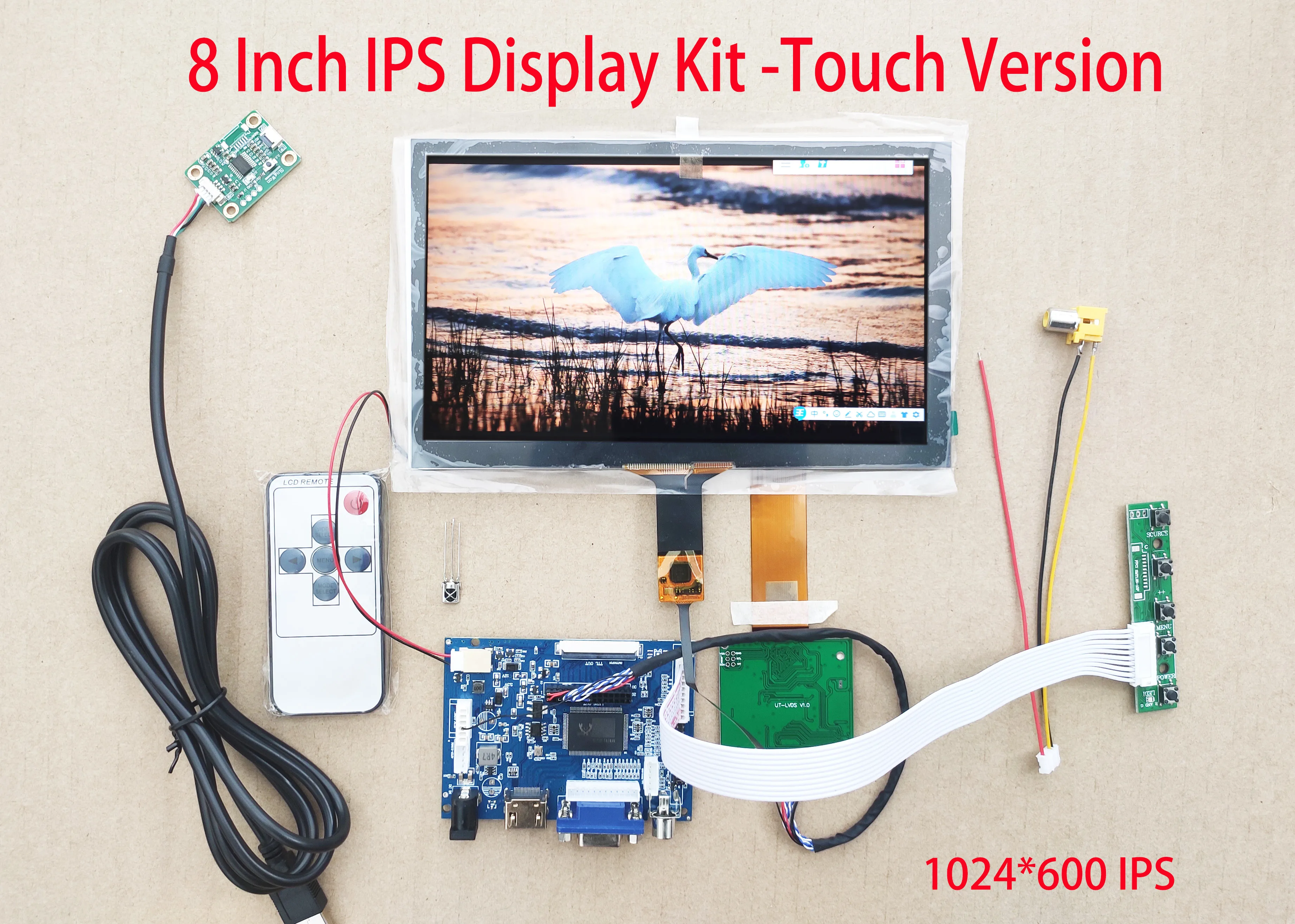 

8 Inch LCD Carpc DIY Kit HDMI Compatible 1024*600 IPS Panel Reversing Priority Mult Touch Support Raspberry Pi 193*117mm