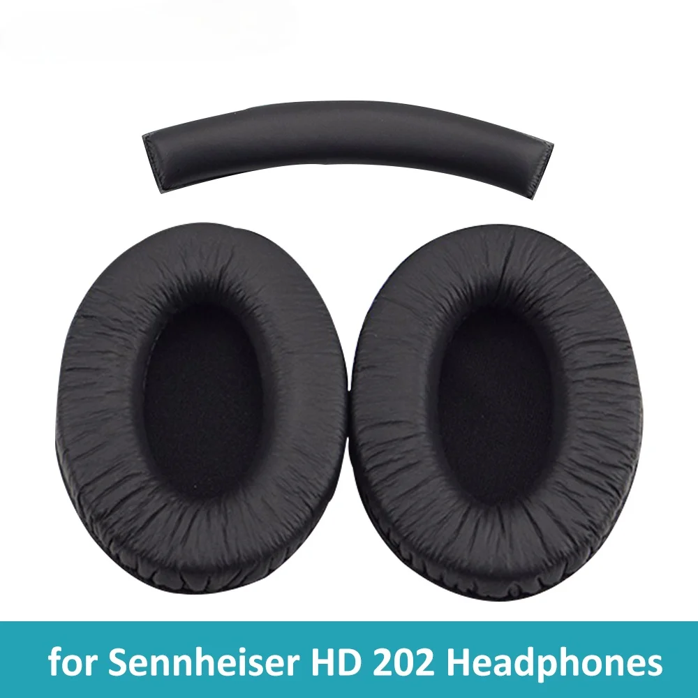 Replacement Ear Pads Fit for Sennheiser HD 202 Wired Headphones Over Ear Headset HD202 Black Leatherette Ear Cushions