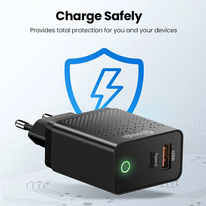 HB05 QC3.0 USB+PD20W Fast Charge Phone Charger With European Standard, British Standard And American Standard Charging Head