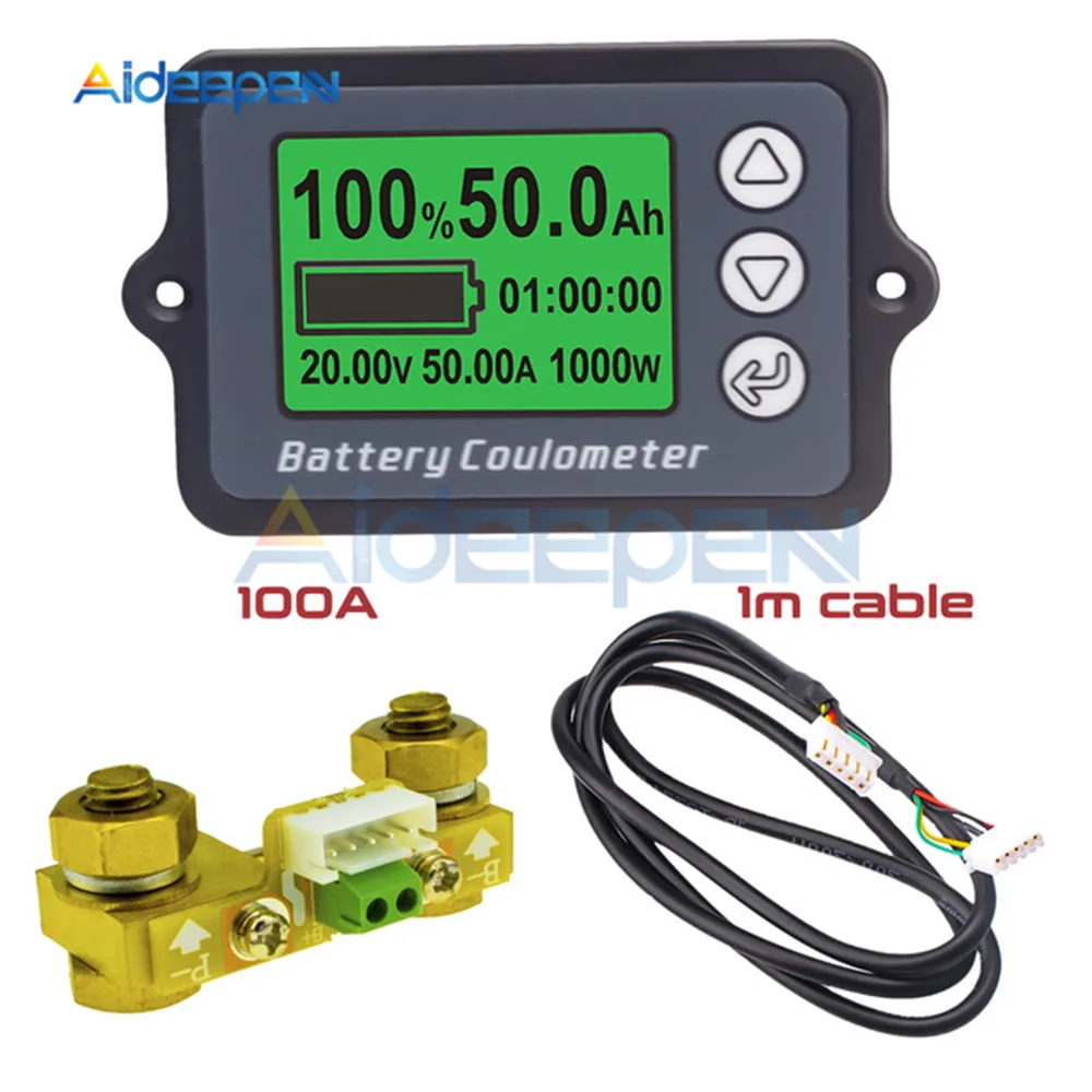 DC 8-80V 100A TK15 Voltmeter Ammeter Car Battery Tester Voltage Meter Battery Capacity Monitor Indicator 12V 24V 48V