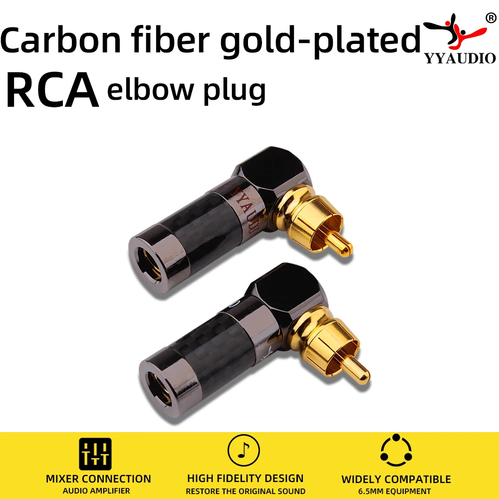 4PCS Audio Connector RCA Gold Plug Male 90 Degree Adaptor Audio Video Speaker Connector Soldering Adapter RCA Elbow Hifi Jack