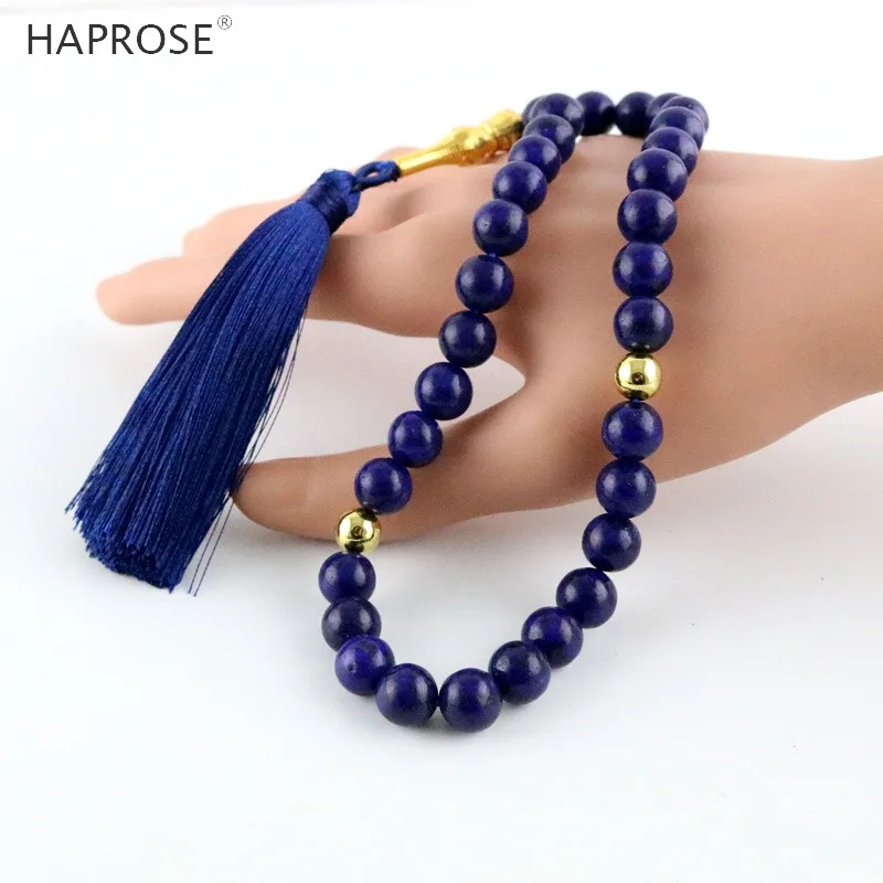 Natural Lapis lazuli Stone Rosary 33 99 Muslim Tasbih Eid Gift For Man Islam Prayer Beads Misbaha Islamic Bracelets Gift