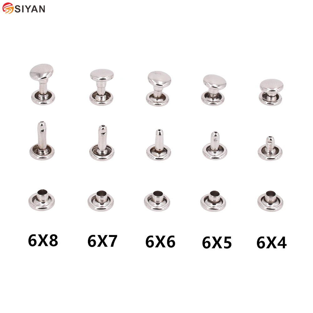 

100pcs 6mm Round Metal Rivets DIY Punk Style Leather Shoes Bag Bracelet Repair Studs 6x4 6x5 6x6 6x7 6x8