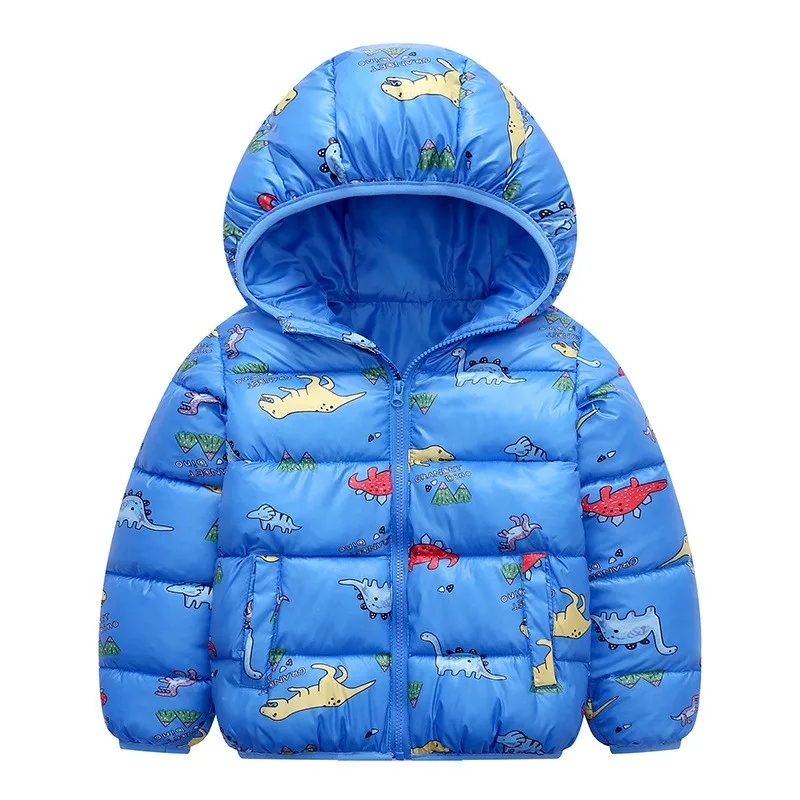 Roaring Style: Children\'s Winter Dinosaur Hooded Coat - Cartoon Down Jacket with a Fashionable Twist