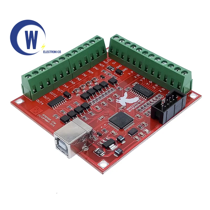 Hot!CNC Control system kit, 1*Red Breakout Board USB MACH3 100Khz 4 Axis Interface Driver Motion Controller+4*DM556/DM542 Drive