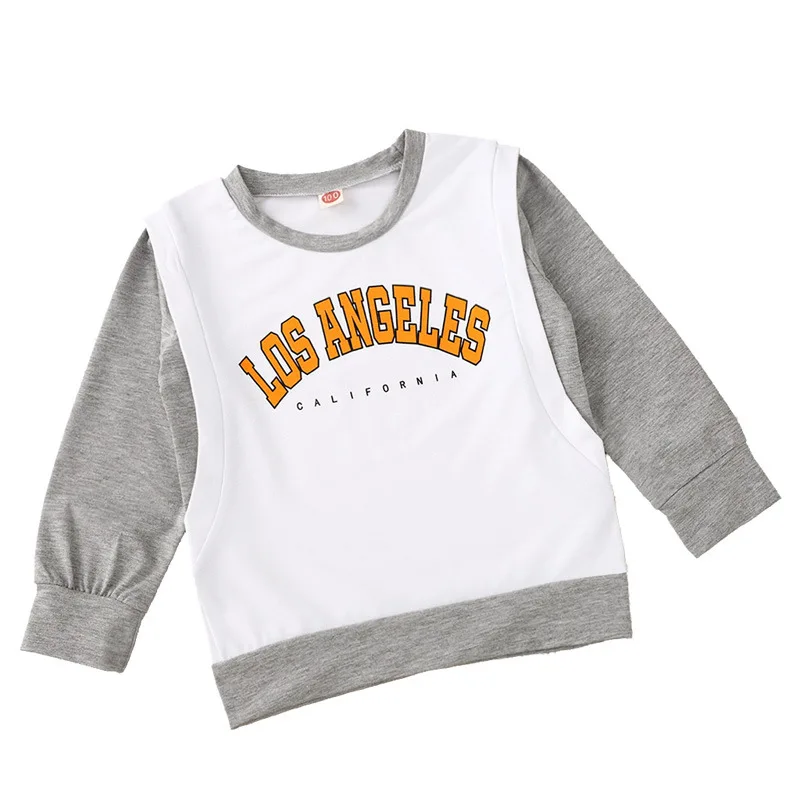 

Autumn Sweatshirts Fake Two-Piece Tops Baby Boys Clothes Long Sleeve Pullovers Toddler Clothing Kids Letter Hoodies Sweatshirt