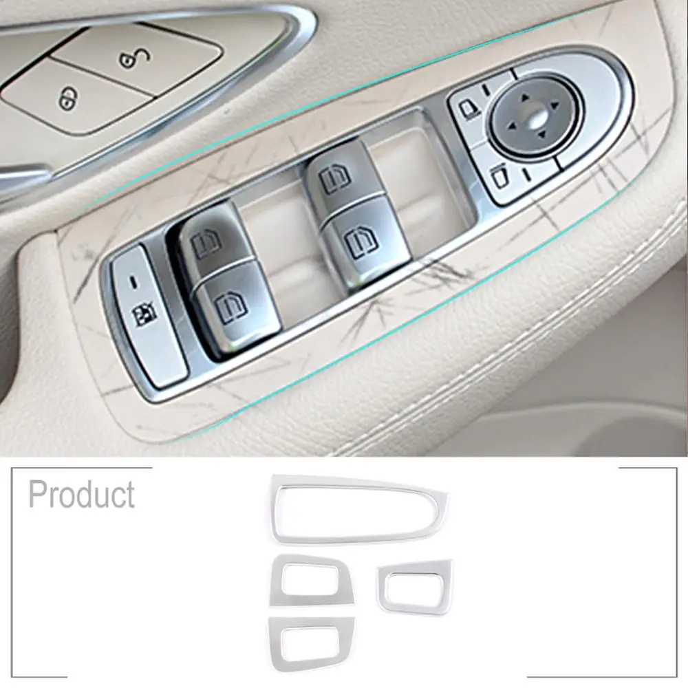 4pcs Car Window Lift Switch Button Frame Lengthen Stickers For Mercedes Benz GLC 2020