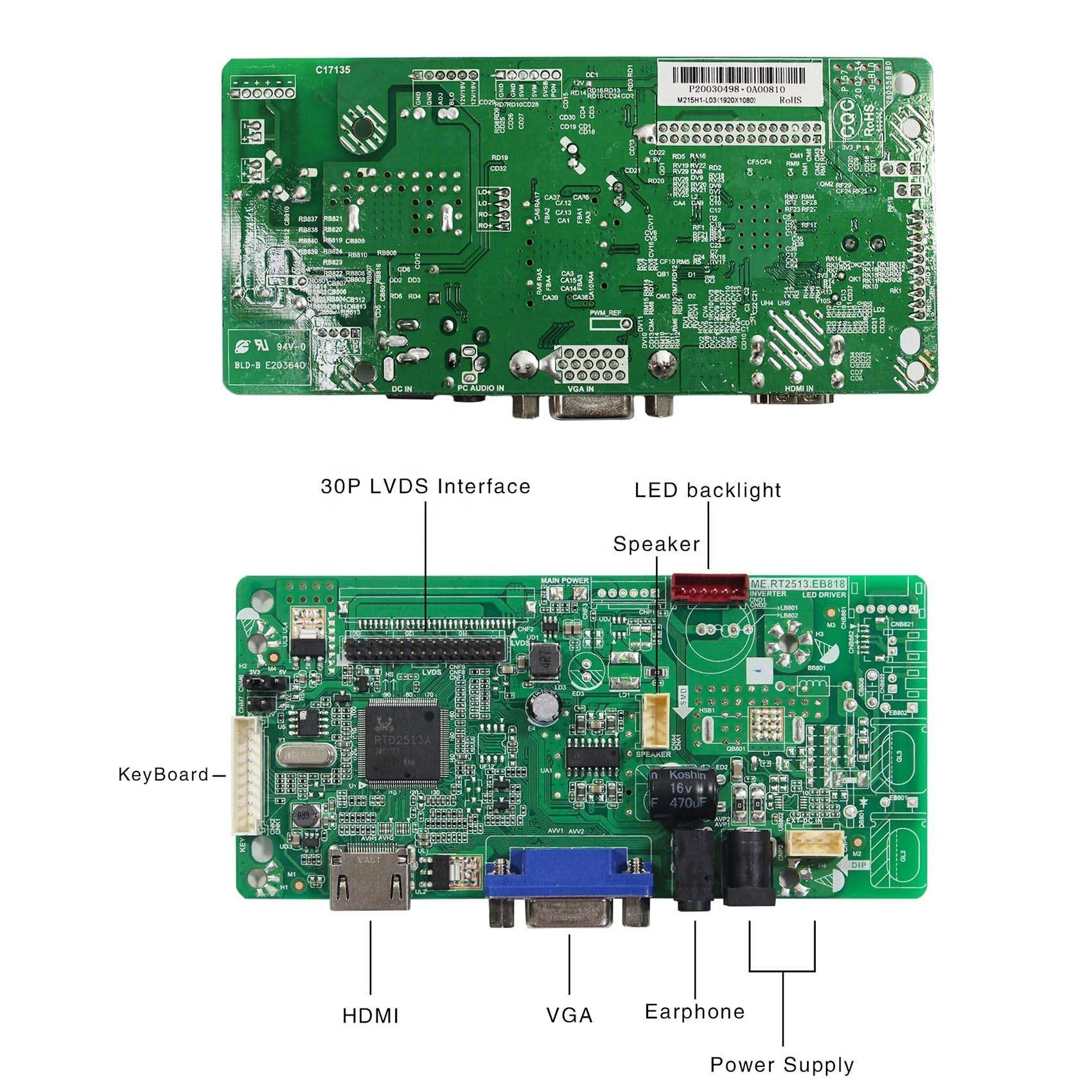 Imagem -06 - Alto Brilho 1000nit 133 Polegadas Lq133m1lw02 1920x1080 Tela Lcd Lvds 30pin Display Hdmi Vga Lcd Controller Board Rt2513818