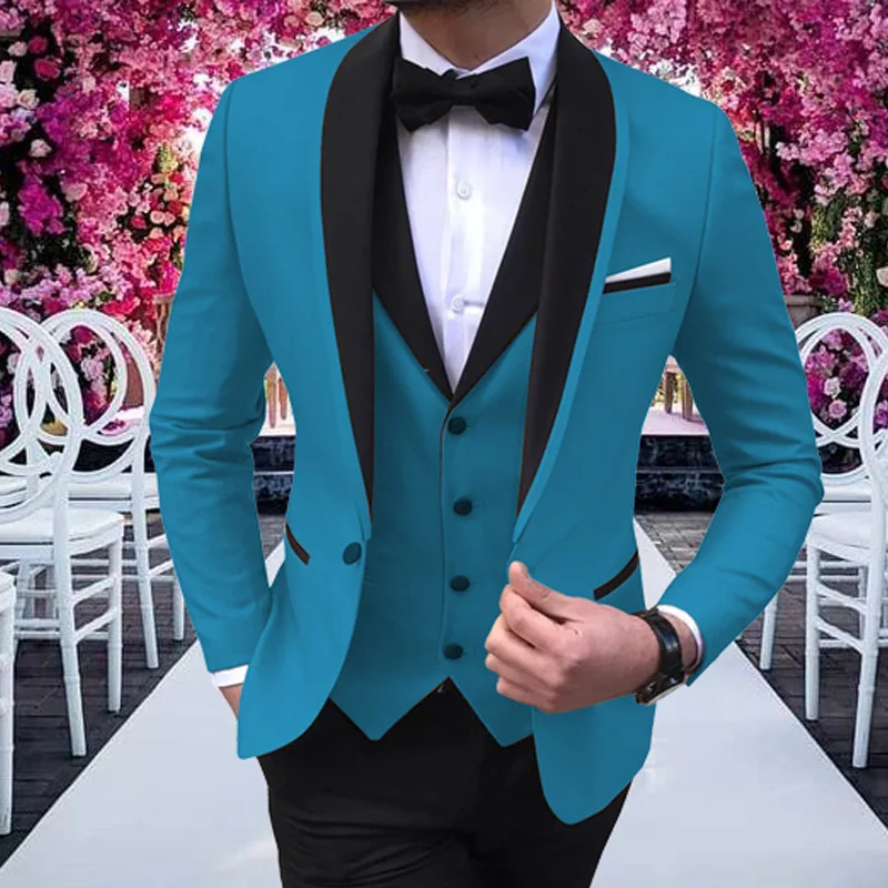 Mens Suits 3 Stuks Party Kostuum Slim Fit Suits Klassieke Ontwerp Shawl Revers Smoking Prom Pak Blazer & Broek & vest Voor Bruiloft