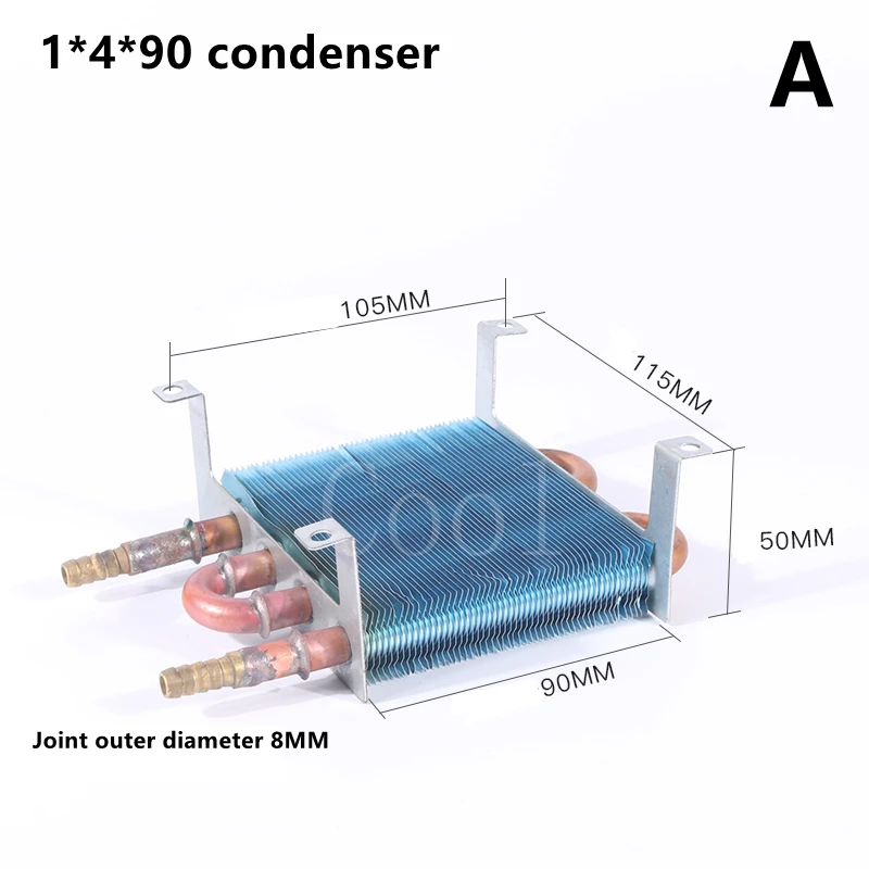 Small condenser radiator refrigerator freezer with fan aluminum fin 2*5*120 condenser 120mm fan 27W 220V