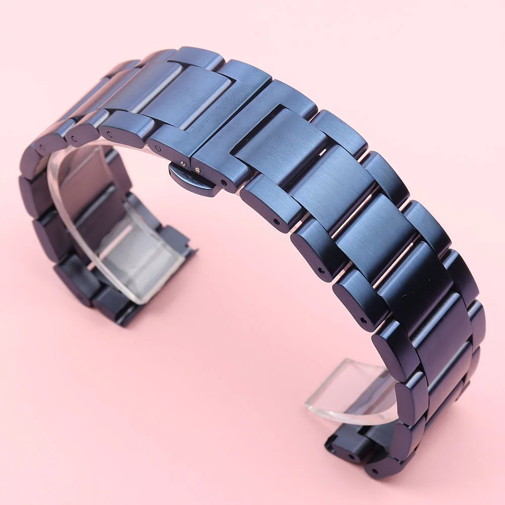 Blue Stainless Steel Link Bracelet Band for Smart Watch Series 6 SE 5 4 3 40mm 44mm For iwatch 6 5 Watchbands Straps Replacement