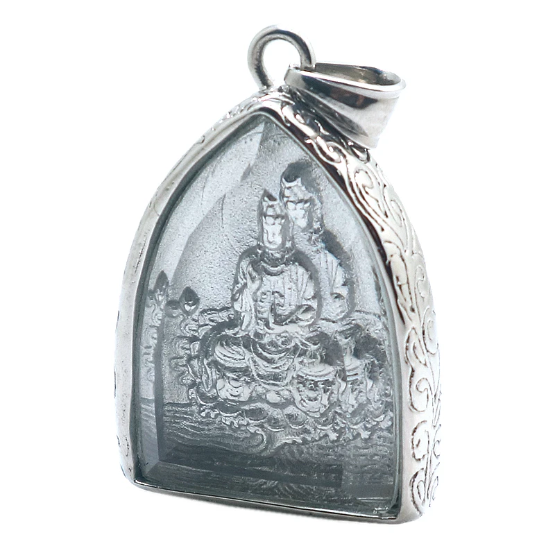 316L Stainless Steel Silver Color Guanyin Protect Pendant