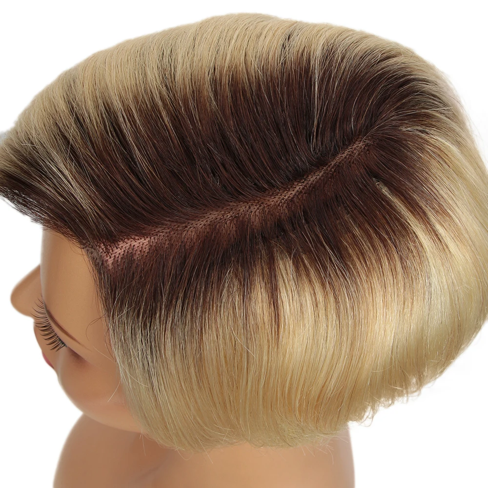 Trueme kurze Bob Pixie Cut Spitze Echthaar Perücken Ombre blonde Echthaar Perücke für Frauen farbige brasilia nische Kleidung und Go Spitze Perücke