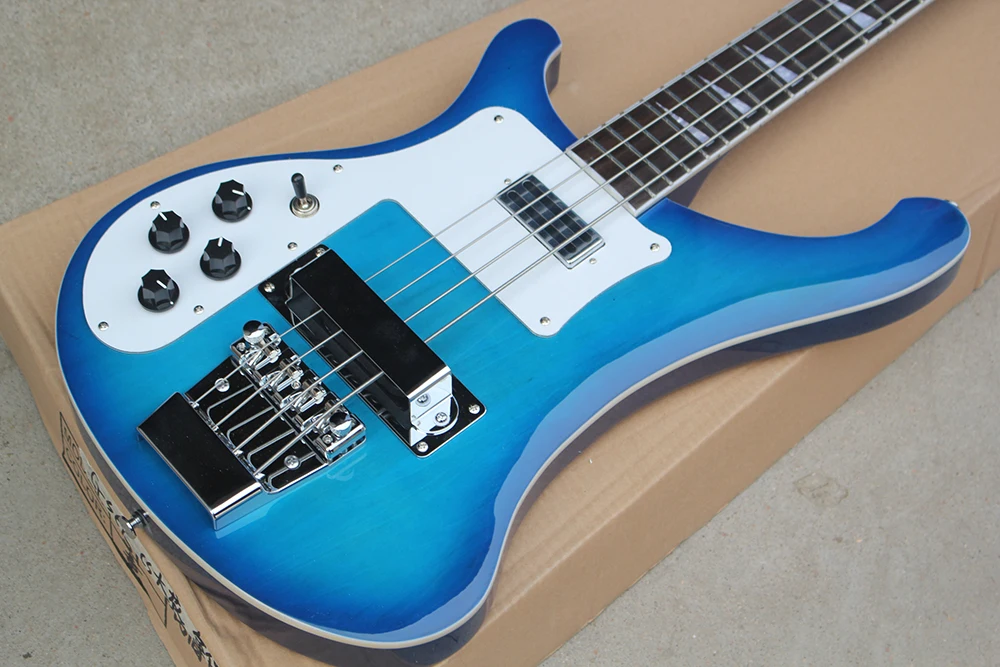 4 Strings Left Handed Blue Electric Bass with Rosewood Fretboard,Providing Customized Service