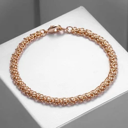 Davieslee 585 Rose Gold Color Bracelets For Women Men Swirl Link Chain Bracelet Mens Woman Jewelry Gifts Dropshipping 6mm LCB09