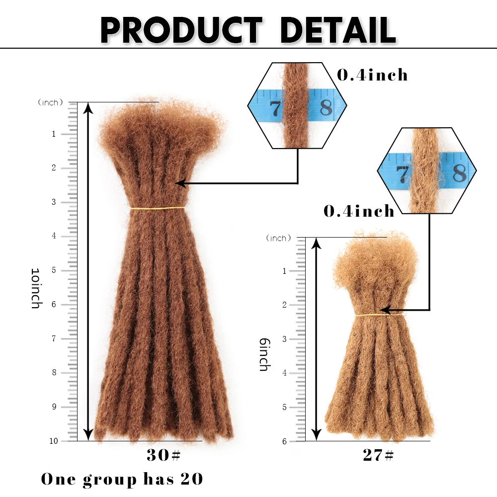 Alibaby-extensiones de cabello de ganchillo de rastas hechas a mano, trenzas de pelo sintético de Reggae suave para mujeres y hombres Afro, 6-20 pulgadas