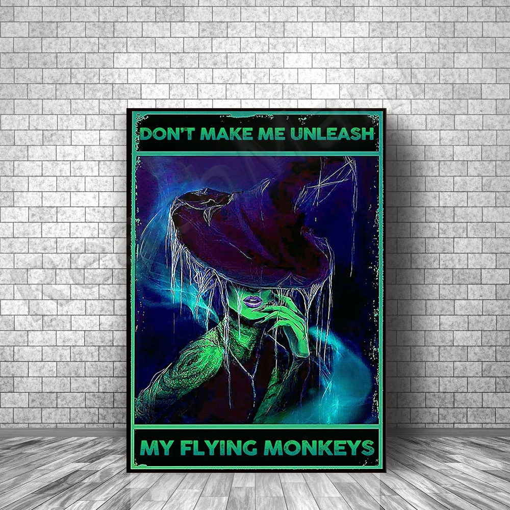 

Don't let me release my flying monkey witch frameless poster, Halloween home decoration printing art gift