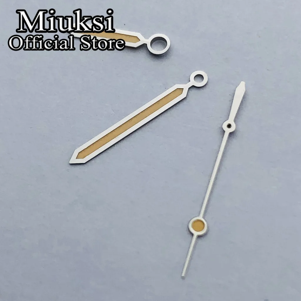 Miuksi silber-gelbe Uhrzeiger, grün leuchtende Zeiger, passend für NH35 NH36 Miyiota 8215 ETA2824 2836 Mingzhu DG2813 3804 Uhrwerke. – Detail 2