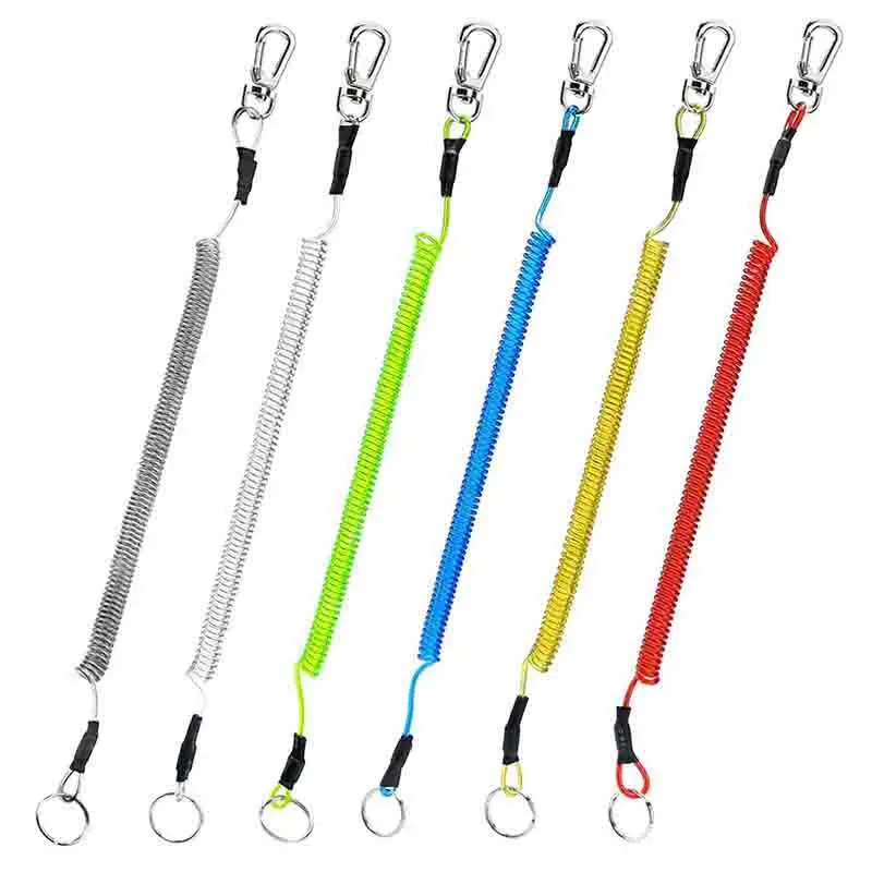 Key Lanyard Fishing Missed Rope Key Koord Key Chain Elastic Coil Stretch Tether Fashion Wire spring rope Lockable Key Cord