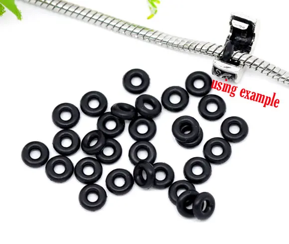 DoreenBeads Black White Rubber Ring/ Silicone Beads Jewelry Findings 6mm for Clip Stopper Beads, Hole: 2.3mm 500 PCs new