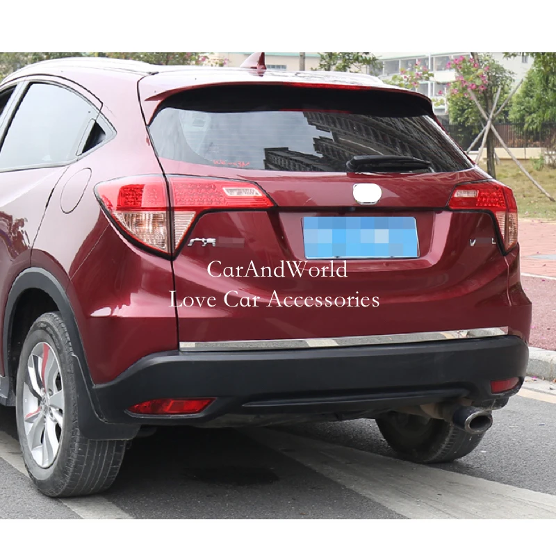 Stainless Rear Tail Trunk Door Lid Tailgate Edge Bumper Strip Cover Trims For Honda HRV HR-V Vezel 2014-2021 Car Accessories