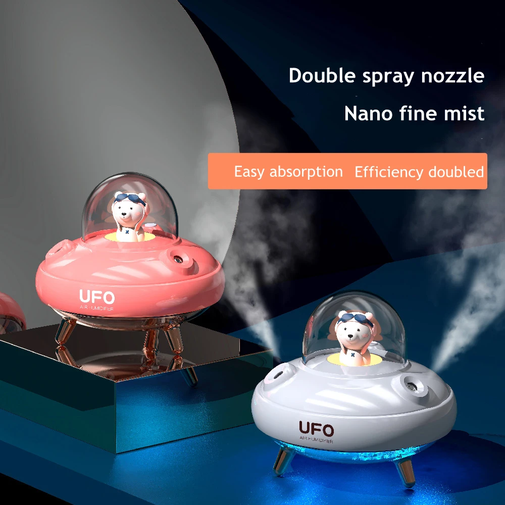 Dual Düsen Drahtlose Luftbefeuchter Ultraschall USB Nebel Maker Fogger Aufladbare UFO Cartoon Bär Wasser Diffusor Humidificador