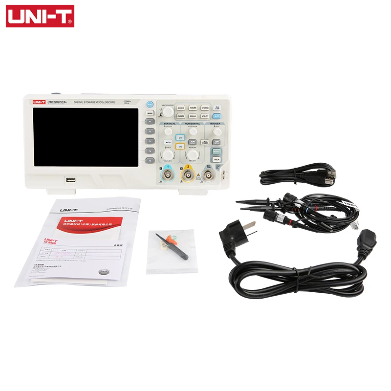 UNI-T Digital Oscilloscope USB UTD2202CEX+ Dual Channel 200Mhz 1G Sampling Rate High Voltage Probe PC LCD Portable Osciloscopio