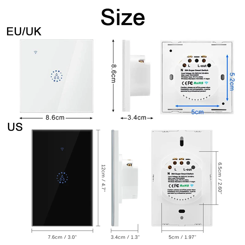 eWeLink Wifi Smart Switch Water Heater Switch,Indoor Wifi Boiler,Glass Panel,Timer,Alexa Google Assistant Voice Remote Control