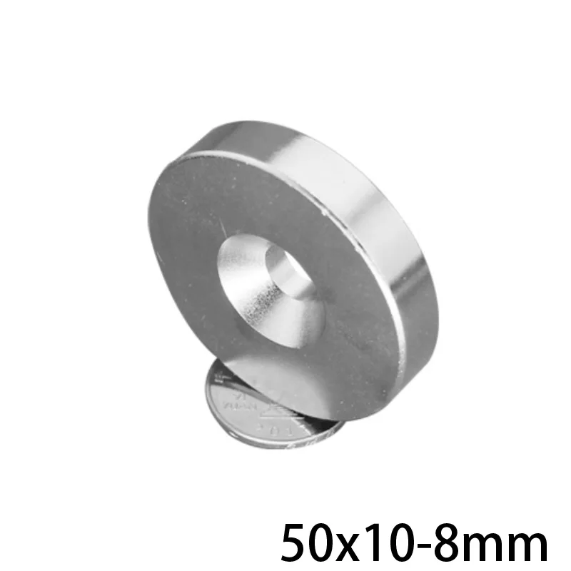 

1/2/3PCS 50X10-8 Strong Cylinder Rare Earth Magnet 50*10 Hole 8mm Round Neodymium Magnetic Magnets N35 50x10-8mm 50*10-8