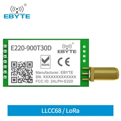 LLCC68 Modulo wireless LoRa 868 MHz 915 MHz 30 dBm Lungo raggio 10 km RSSI EBYTE E220-900T30D Ricevitore trasmettitore wireless SMA-K UART