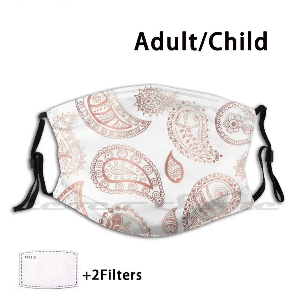 

Rose Gold Paisley Pattern Mask Adult Child Washable Pm2.5 Filter Logo Creativity Rose Gold Pink Paisley India India Vibe