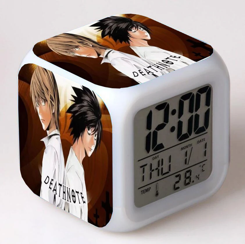 Anime Death Note  Cartoon LED 7 Color Flash Digital Alarm Clocks Night Light Bedroom Desk Clock despertador Alarm-Clock