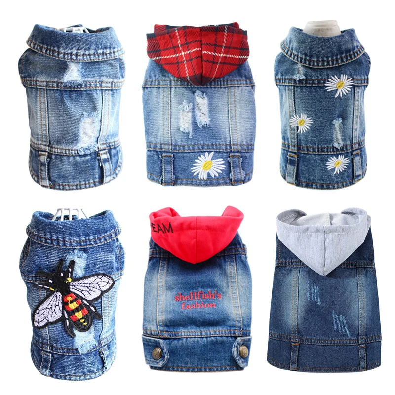 XS-2XL Denim chien vêtements Cowboy chien manteau chiot vêtements pour petits chiens jean veste chien gilet manteau chiot tenues chat vêtements