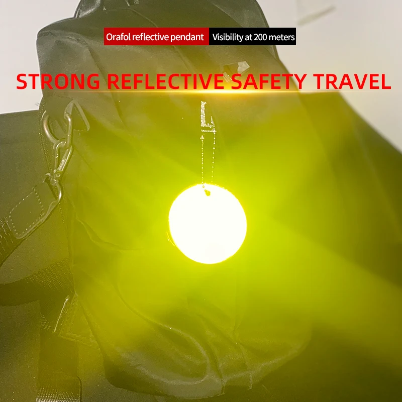 Orafol Reflexite Big Round Pendant Reflective Keychain keyrings Bag Accessories for Traffic Safety