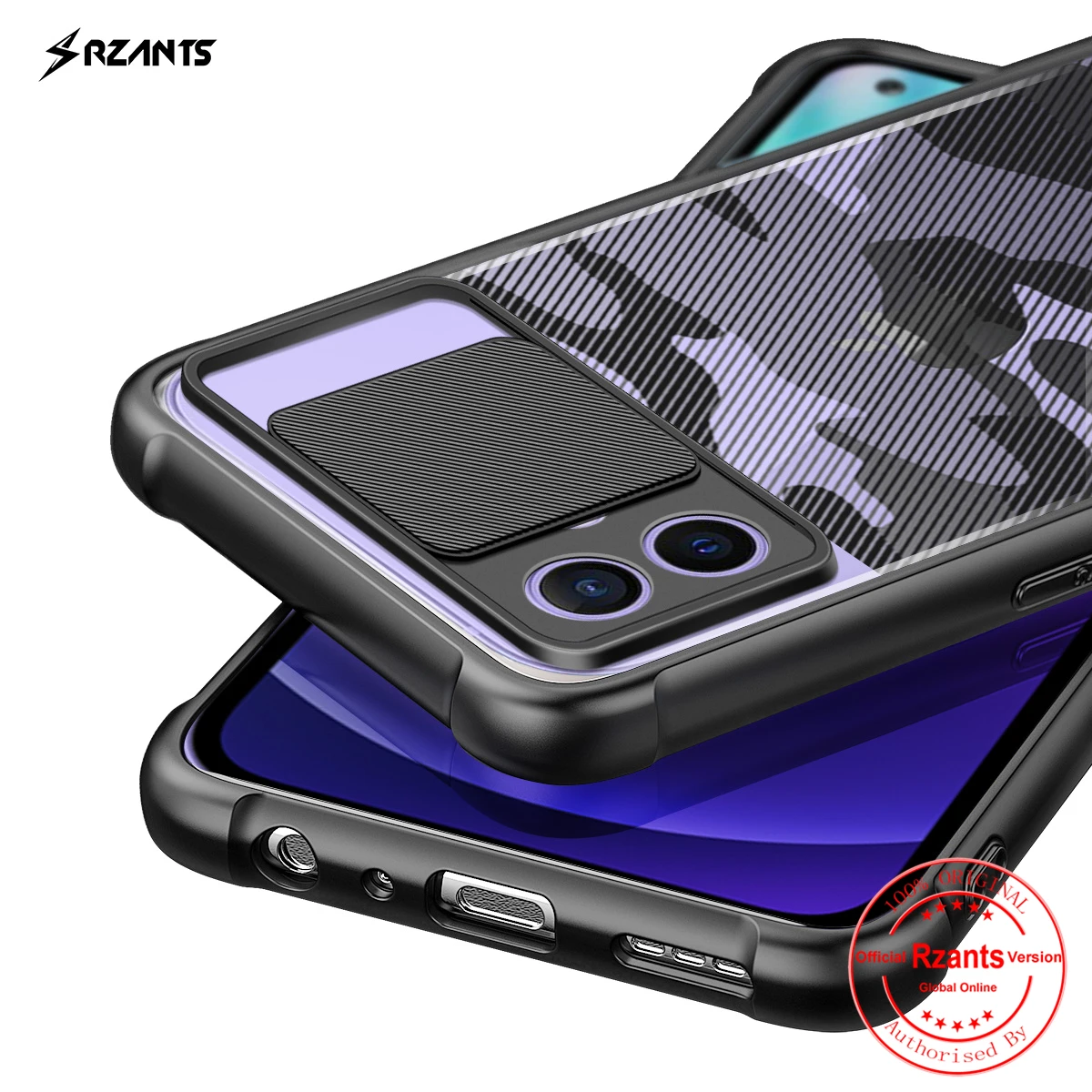 Rzants For iphone 12 Mini iphone 12 Pro Max  Case Hard [Camouflage Lens] Camera Protection Hlaf Clear Cover