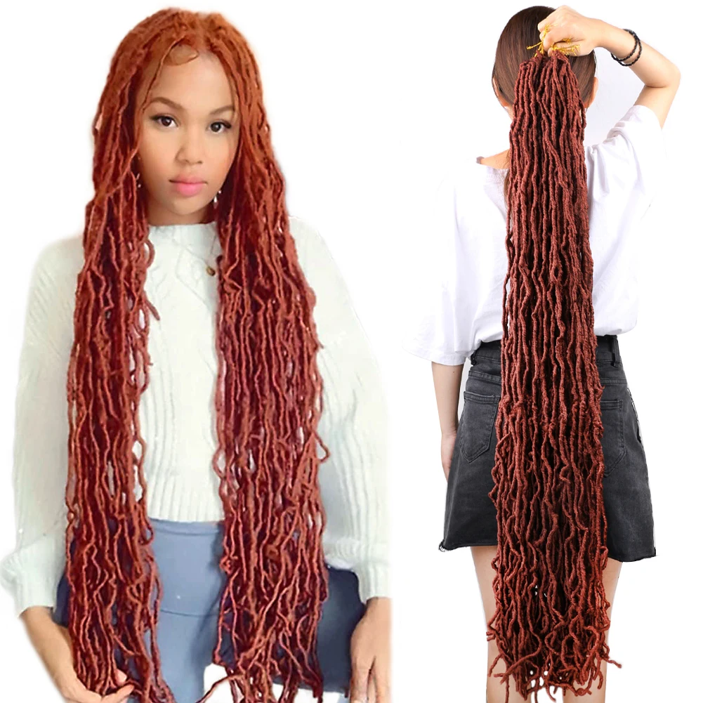 Mtmei Hair 36 Inch Long Faux Locs Crochet Hair 350 Color Soft Locs Crochet Braids Curly Dreadlocks Hair Extensions Crochet Locks