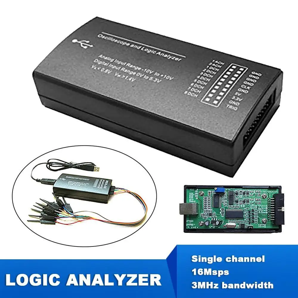 LHT00SU1 Virtual Oscilloscope Logic Analyzer Multifunctional Full-featured Signal Generator with 16MHz Max Sampling Rate