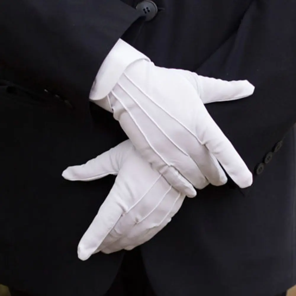 

1Pair White Formal Gloves Tuxedo Honor Guard Parade Inspection Collection Serve Thin Gloves Thick Gloves Performance Gloves Men