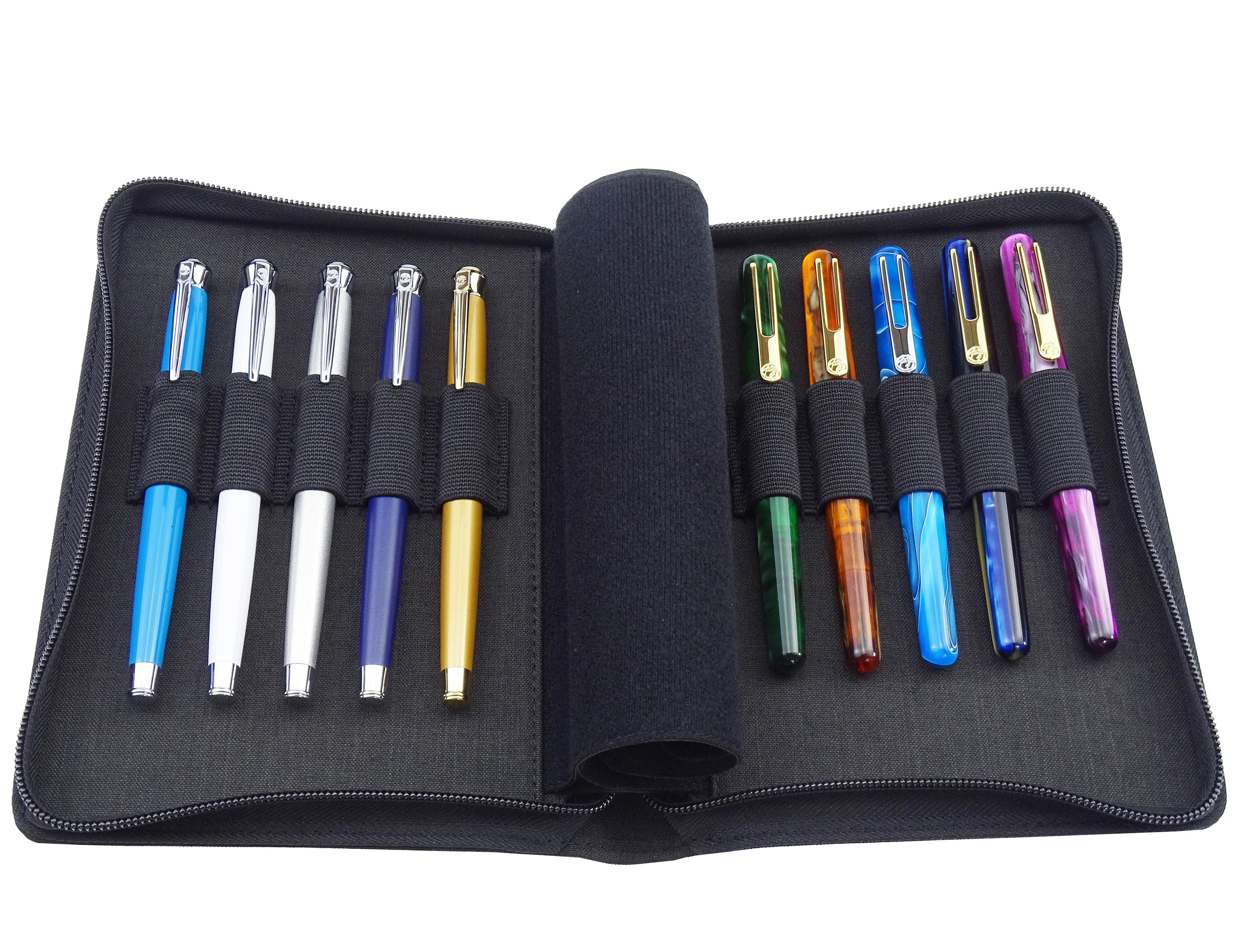 KACO Astuccio per penne Astuccio per matite Disponibile per 10 penne stilografiche/portapenne Roller Astuccio per riporre oggetti Nero impermeabile