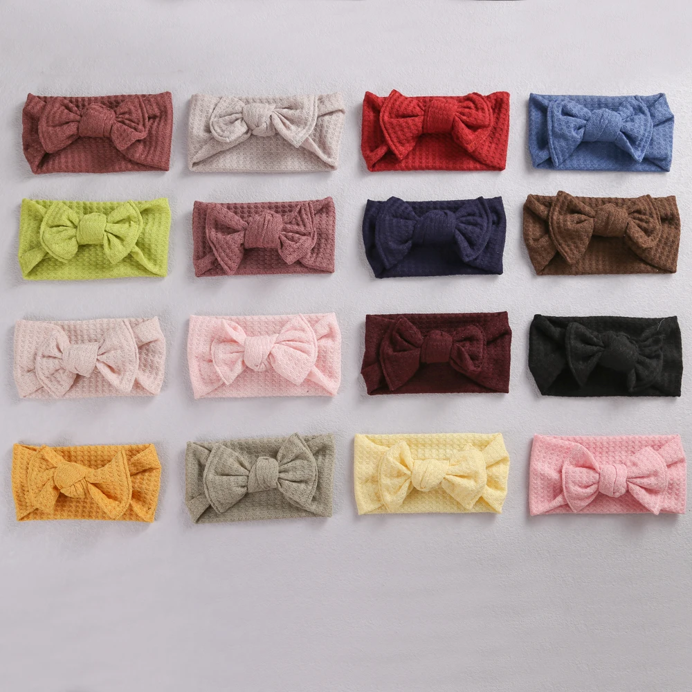 

Newborn Baby Turban Headbands Bulk Girl Elastic Hairband Waffle Soft Wide Kids Hair Accessories Infant Headwrap 25pcs/lot