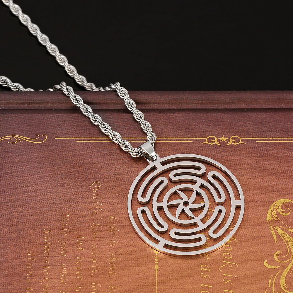 Hekate Wheel Stainless Steel Necklace Pendant Goth Strophalos Hecate Magic Symbol Logo Charm PIN colier femme Men Jewelry