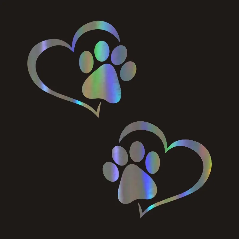 10.9CM*9.7CM Dog Paw with Peach Heart Car Body Stickers and Decals Car Styling Decoration Door Window Vinyl Stickers