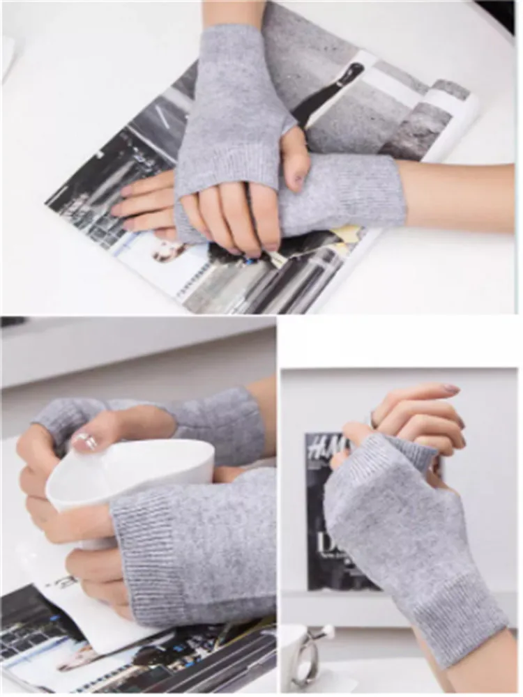 

Women Hand Warmer Winter 1Pair Fingerless Gloves Women Protection Arm Warmer Long Fingerless Stretchy Gloves Sleeves Mittens