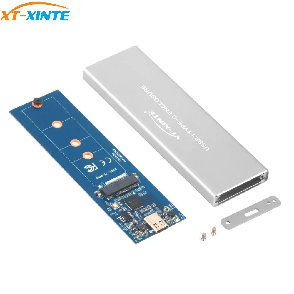 

XT-XINTE for NVMe PCIE USB3.1 HDD Enclosure M.2 to USB Type C 3.1 M KEY SSD Hard Disk Drive Case External Mobile Box