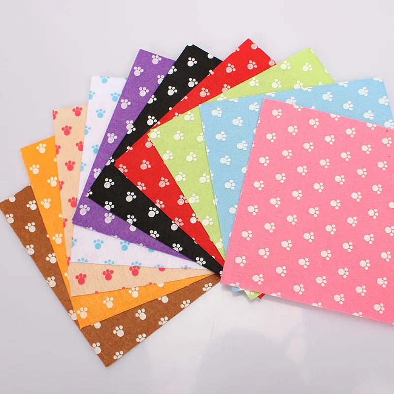 10 PCS 15x15cm 5.9x5.9in Felt Fabric Print Polka Dot Heart  Snowflake Raindrop Clouds Stars for DIY Sewing Dolls Crafts Material