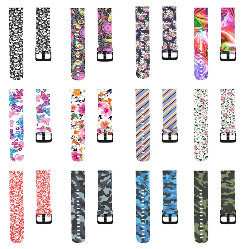 Ремешок 20 мм для amazfit BiP, силиконовый Камуфляжный браслет с различными цветочными принтами для Xiaomi Huami amazfit