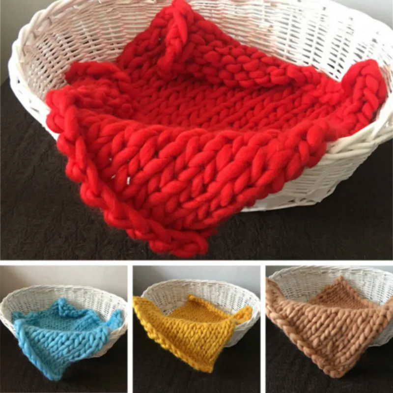 Newborn Photography Props Baby Photo Shoot Basket Accessories For Studio Wool Yarn Blanket Posing Container Filler Decoration