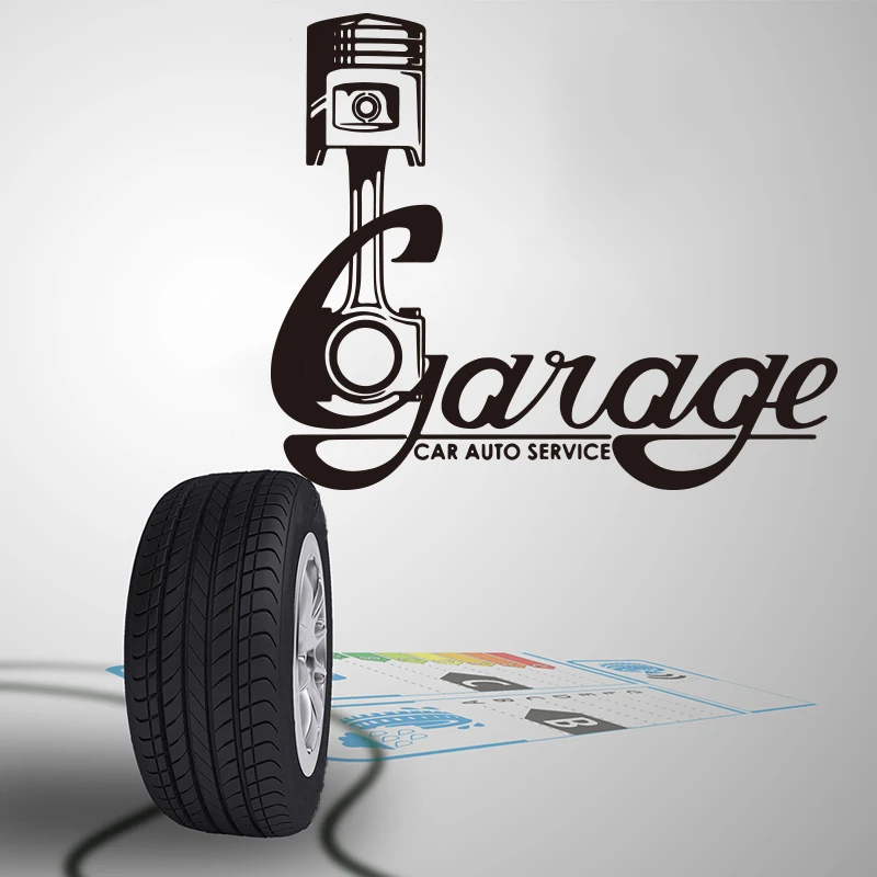 Retro  Garage Repair Piston Wall Sticker Car Service Auto Repair Shop Valve Mechanic Tool Wall Decal Vinyl Home Decor