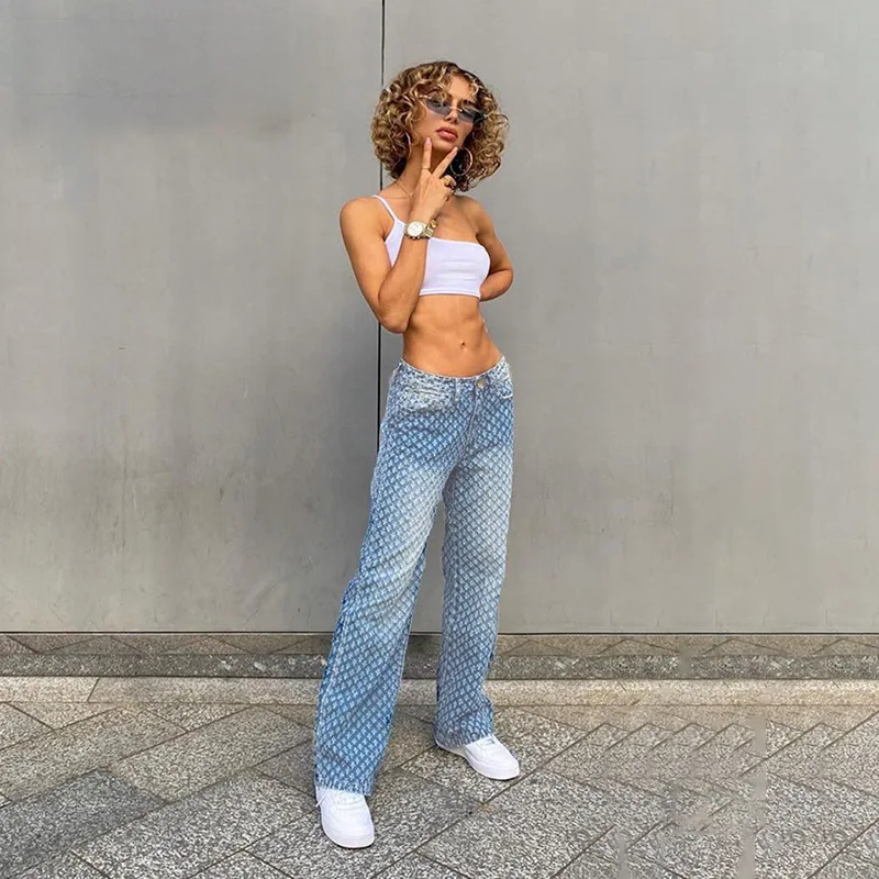 Spring Autumn Women Loose Straight Leg Jeans Fashion Slim High Waist Blue Ripped Jeans Women Casual Denim Pants Streetwear